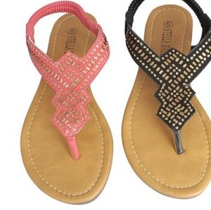 Coral Aztec Sandals
